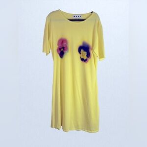 Wray Yellow T-Shirt Dress with Flower Detail